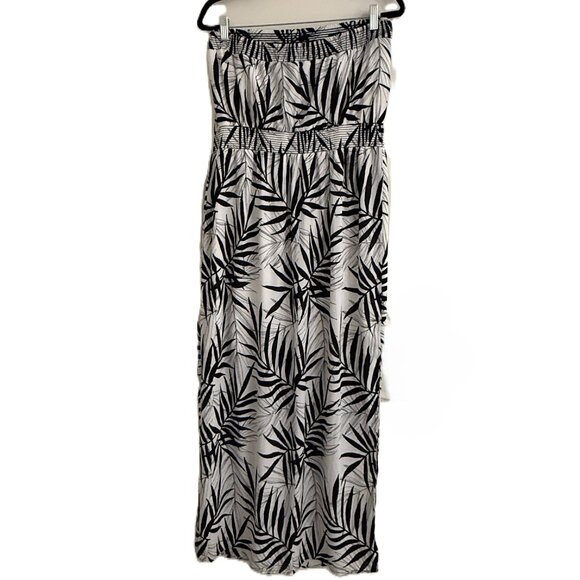 Mossimo Bamboo Leaf Print Strapless Dress White/Black XXL - Picture 4 of 9